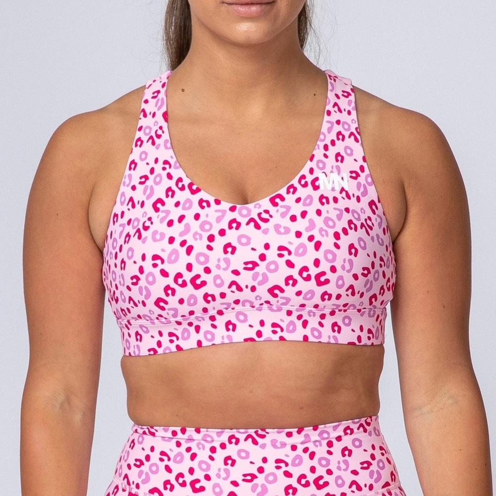 Muscle Nation pink leopard sports bra